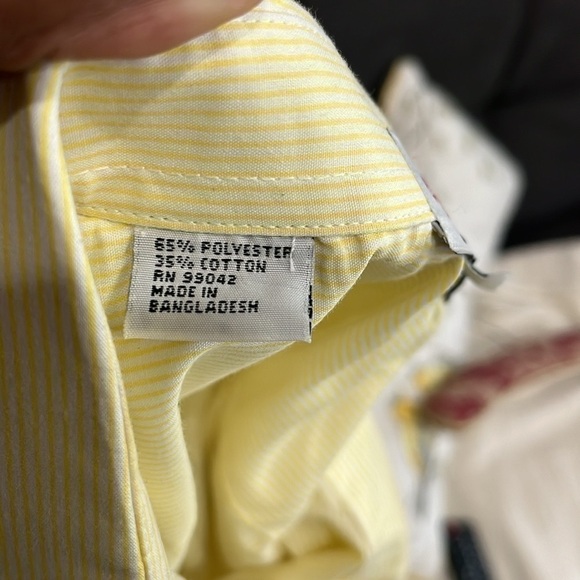 Mari Lyn Vintage Yellow White Striped long sleeve Button Down shirt Size XL - Picture 6 of 11